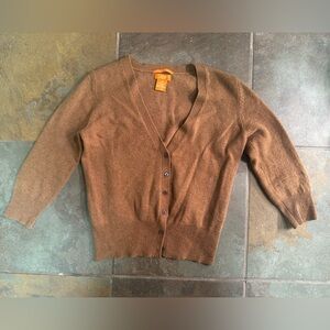 Joe Fresh 100% Cashmere Cardigan Crop Sweater Tan Small